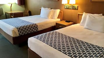 Room, 2 Queen Beds, Non Smoking | Desk, laptop workspace, blackout drapes, iron/ironing board