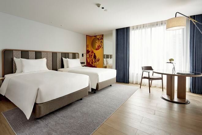 Ropa de cama de alta calidad y minibar 