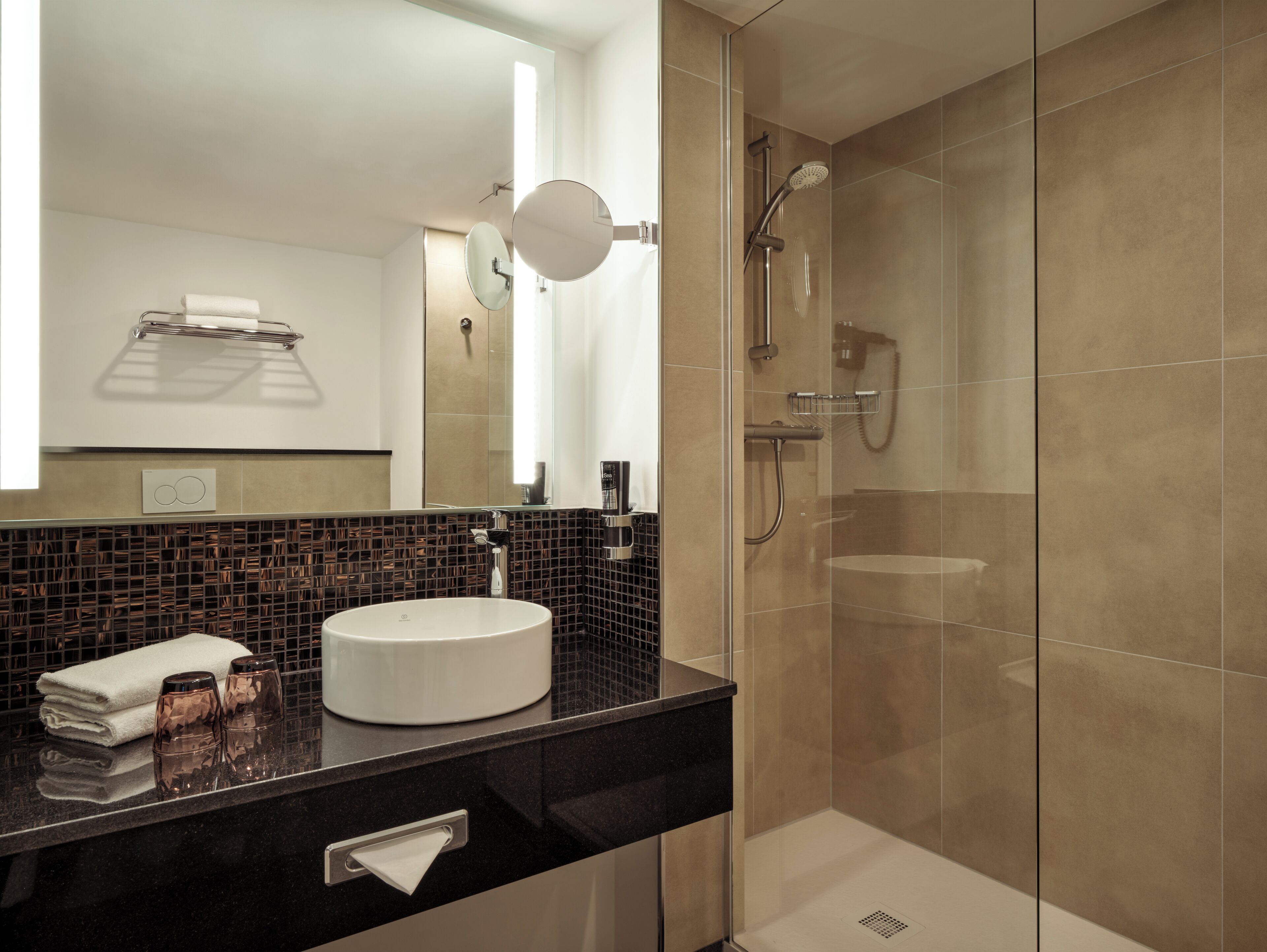 free toiletries, hair dryer, towels