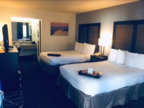 Standard Double Room, 2 Double Beds | Individually furnished, desk, blackout drapes, iron/ironing board