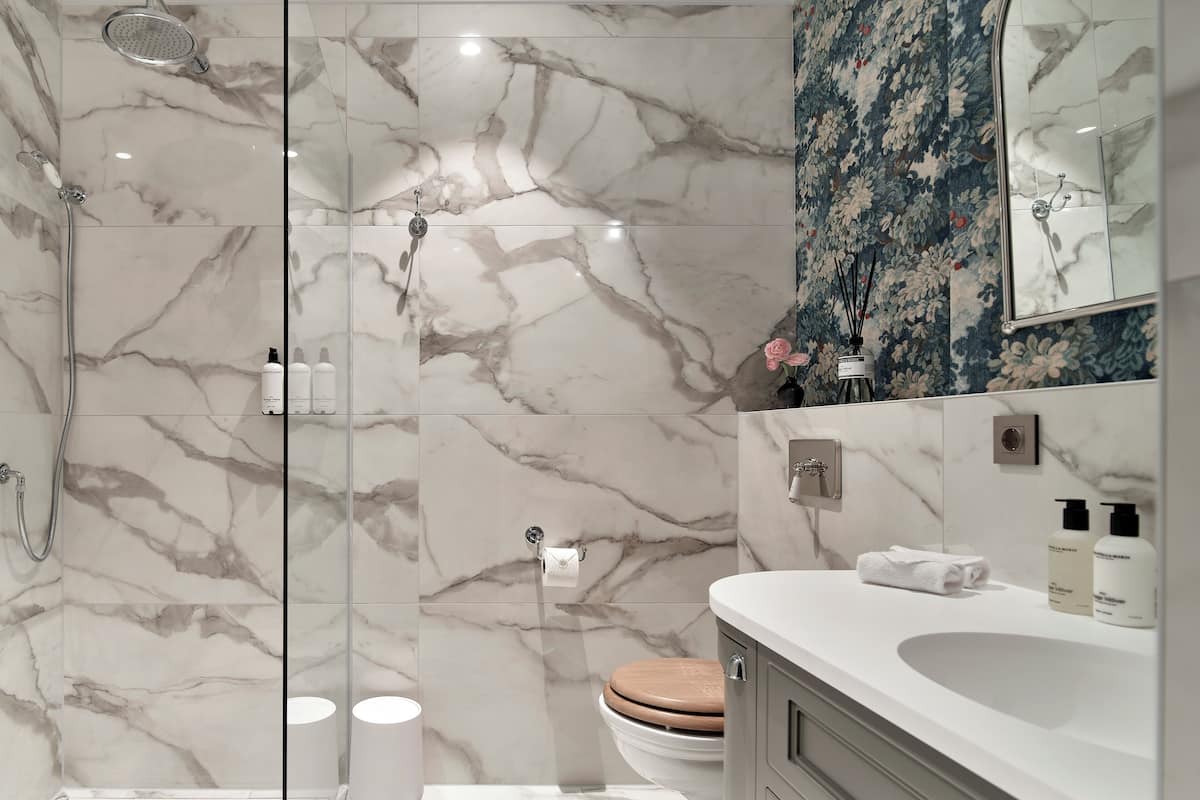 ambassador room | bathroom | shower, free toiletries, hair dryer, towels