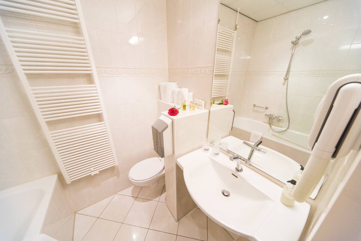 comfort room, 2 single beds, non smoking, bathtub | bathroom | shower, free toiletries, hair dryer, towels