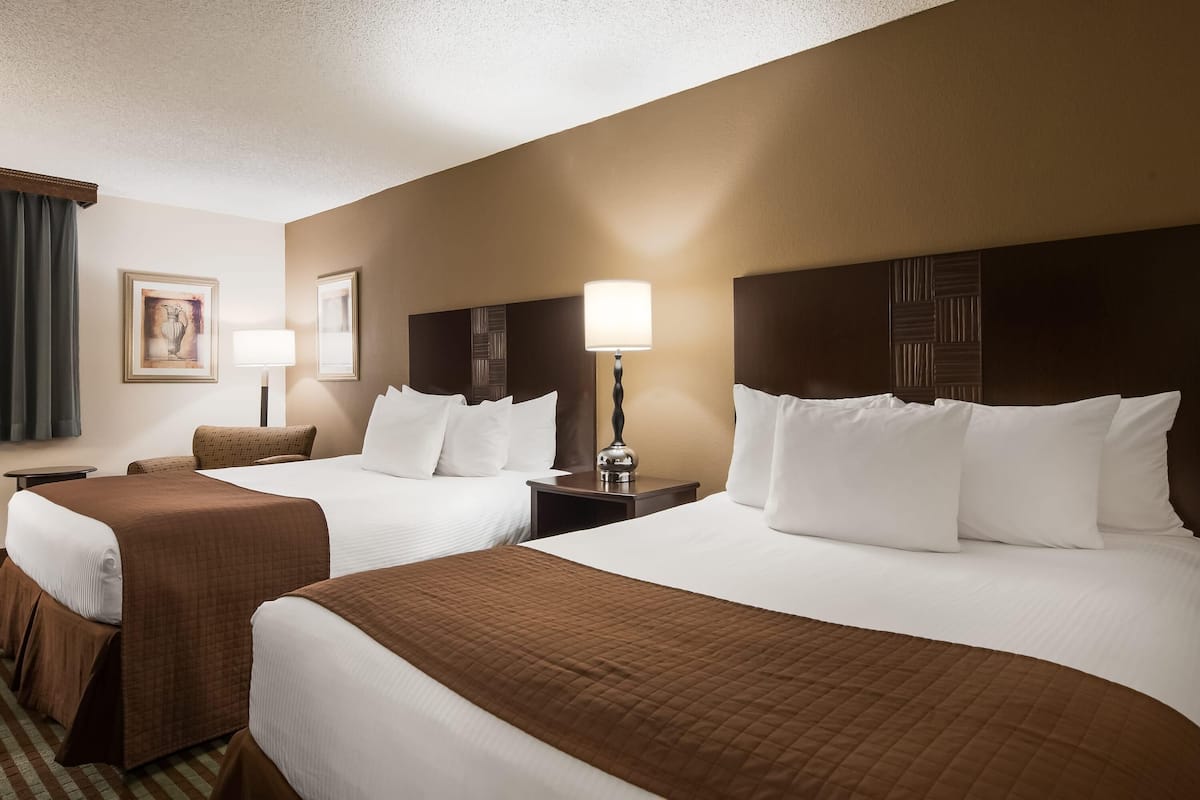 Hypo-allergenic bedding, down comforters, desk, blackout drapes