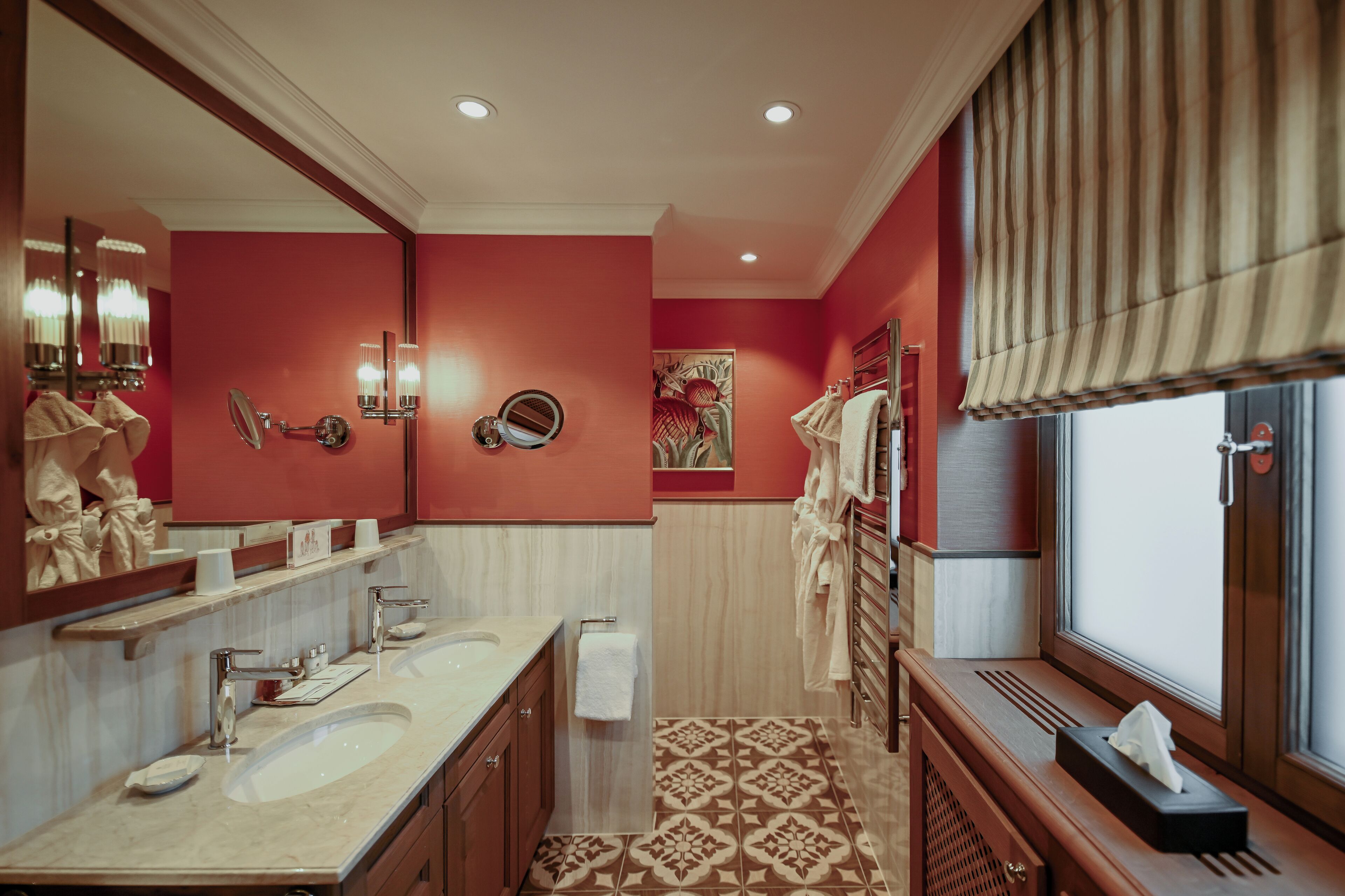 superior room mountain view | bathroom | separate bathtub and shower, rainfall showerhead, designer toiletries