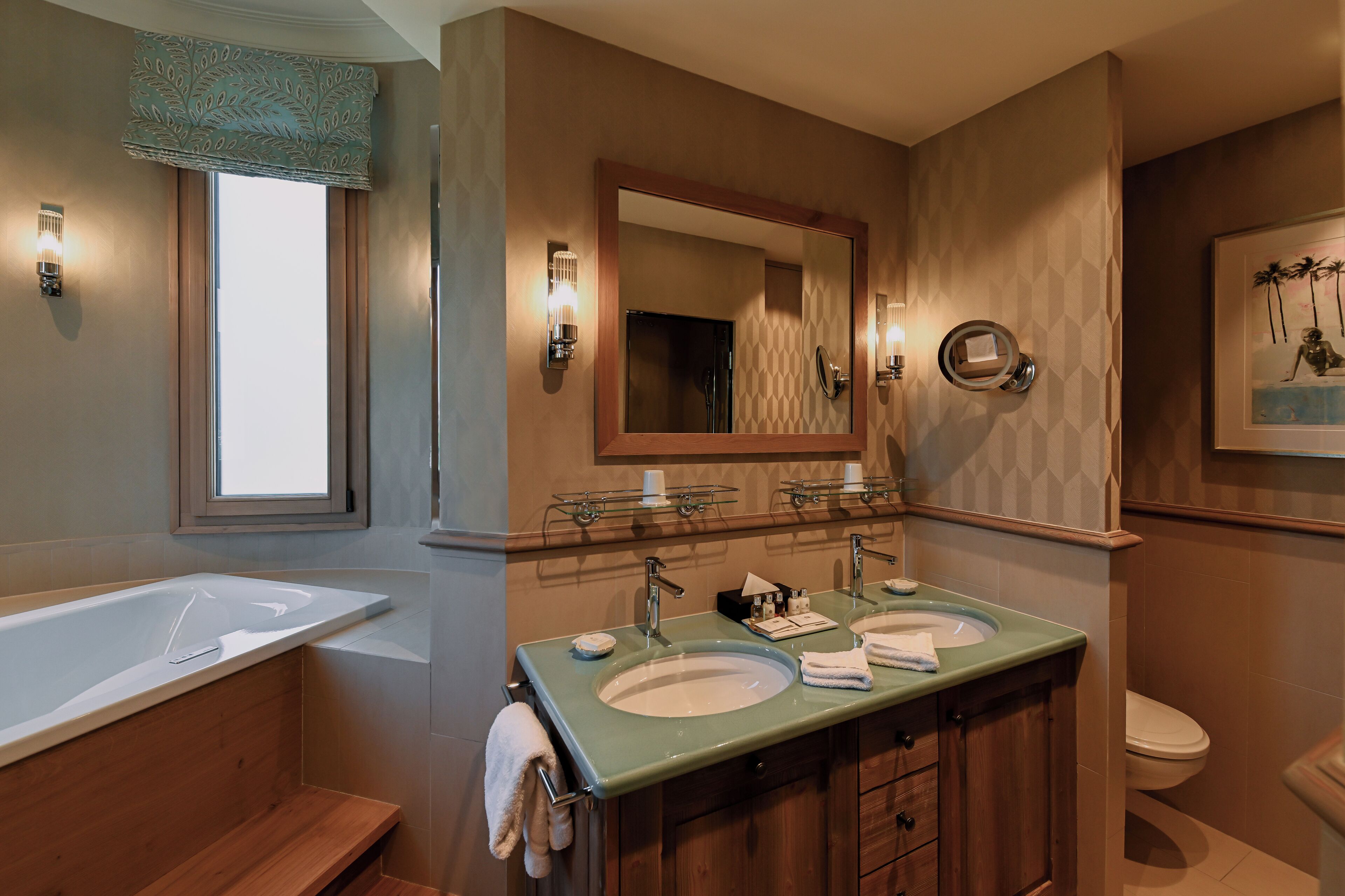 tower junior suite mountain view | bathroom | separate bathtub and shower, rainfall showerhead, designer toiletries
