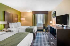 Premium bedding, desk, blackout curtains, iron/ironing board