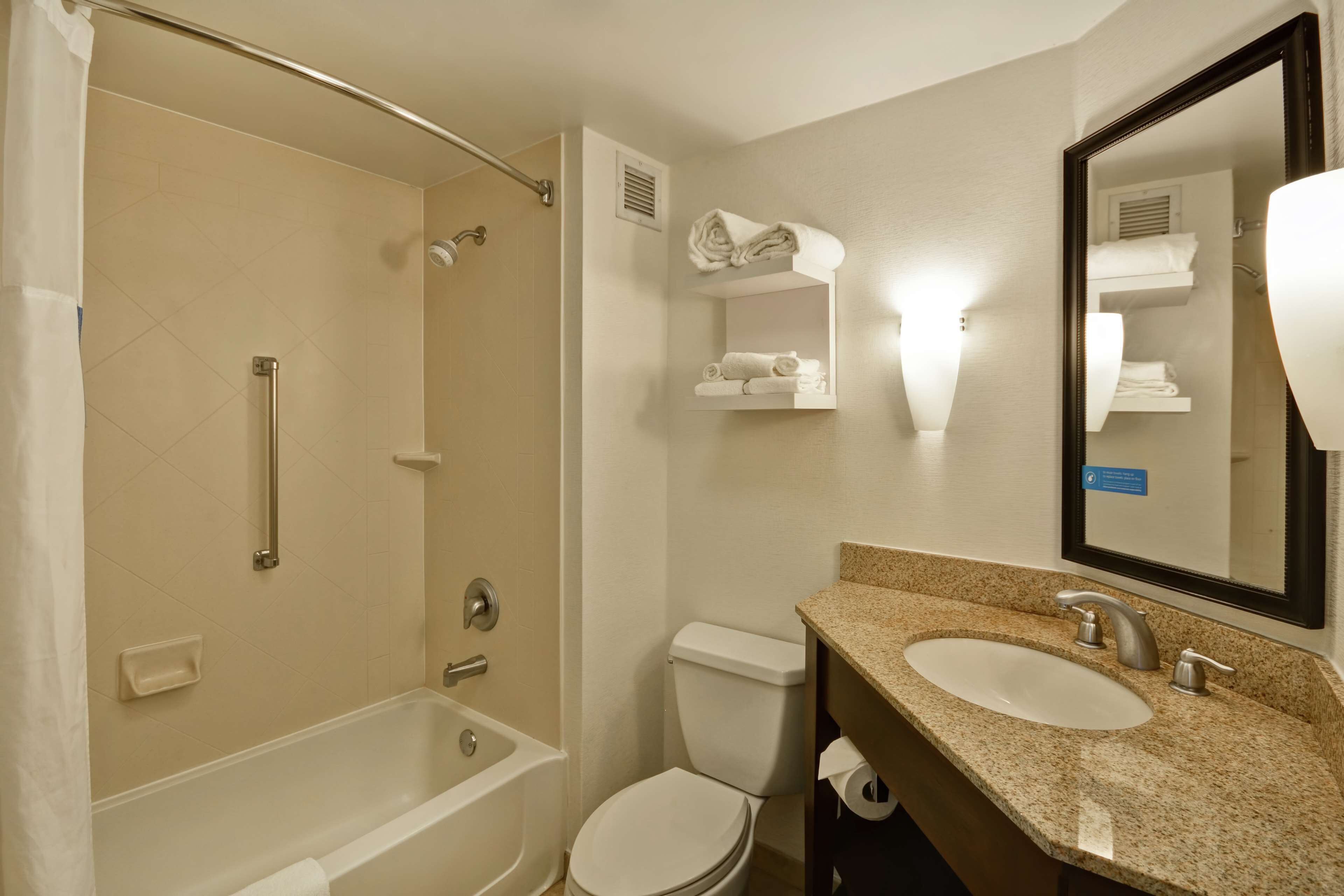 room, 2 queen beds, non smoking, refrigerator & microwave | bathroom | free toiletries, hair dryer, towels