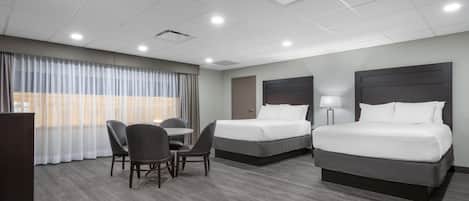 Standard Room, 2 Queen Beds, Non Smoking, Refrigerator & Microwave | Laptop workspace, blackout drapes, iron/ironing board