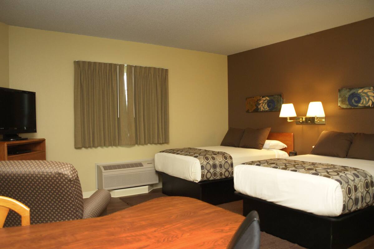 Suite, 2 Double Beds | Pillowtop beds, in-room safe, desk, iron/ironing board