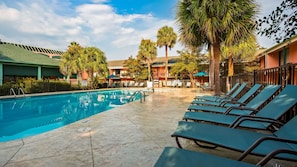 Outdoor pool, pool loungers