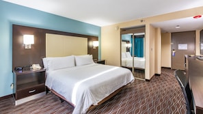 Premium bedding, pillowtop beds, desk, laptop workspace