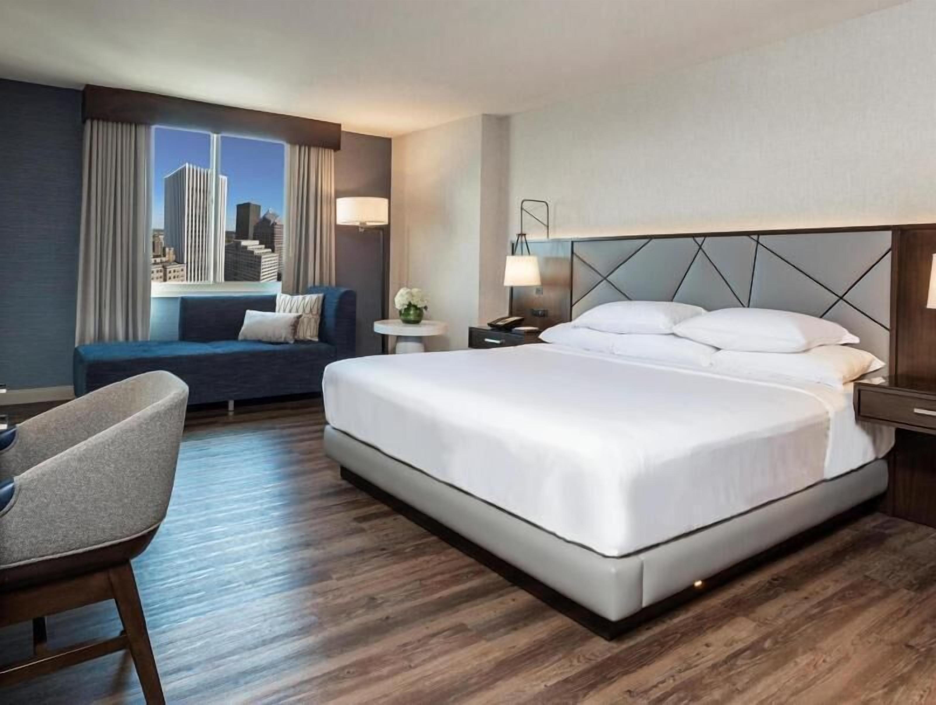 Hypo-allergenic bedding, down comforters, pillowtop beds, in-room safe