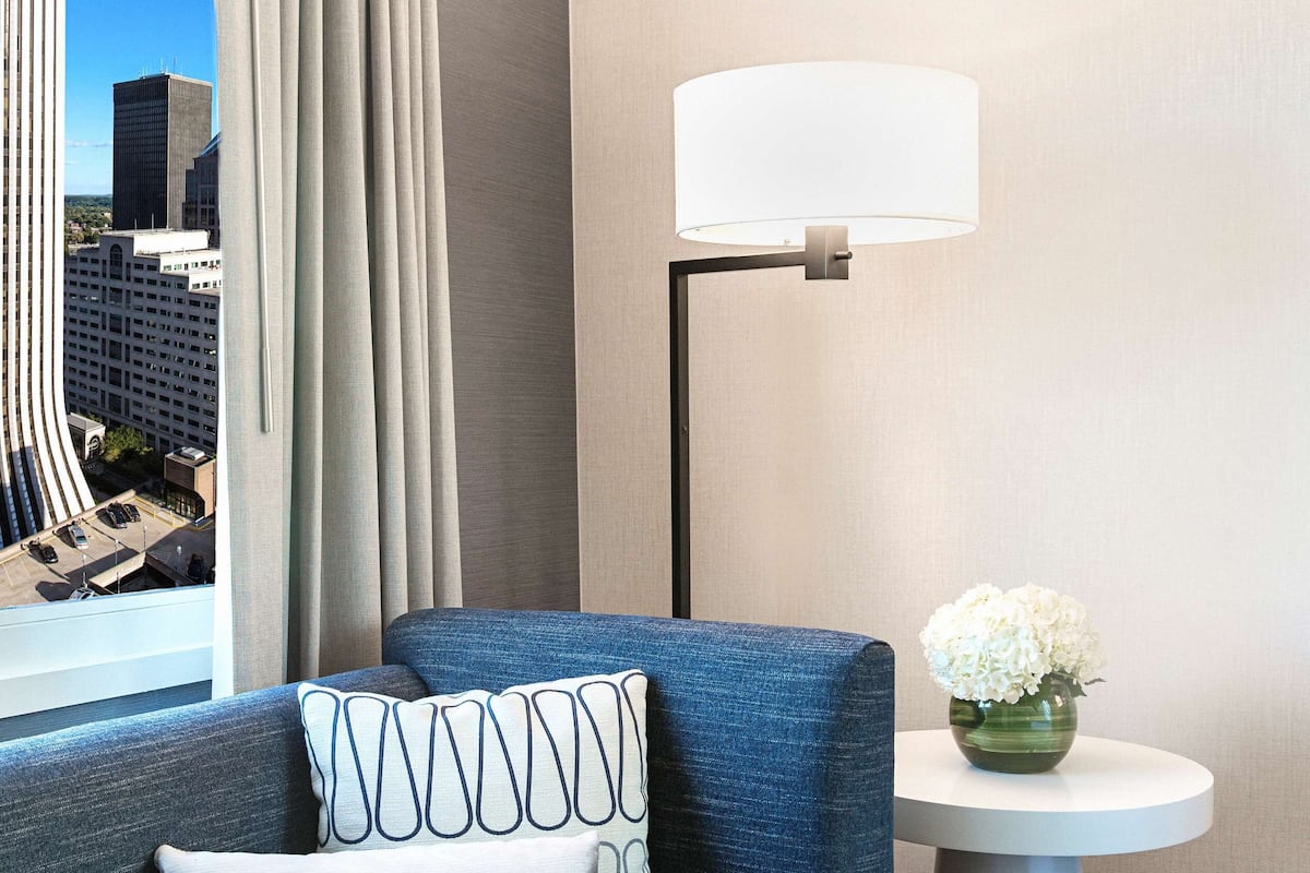 Hypo-allergenic bedding, down comforters, pillowtop beds, in-room safe