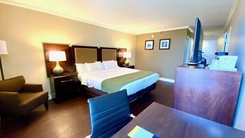 In-room safe, desk, laptop workspace, blackout drapes