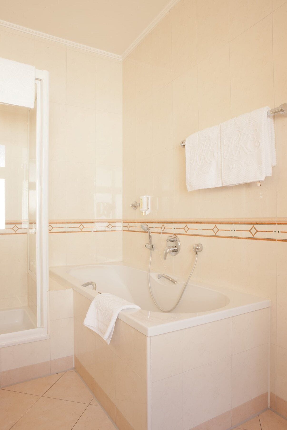 free toiletries, hair dryer, towels