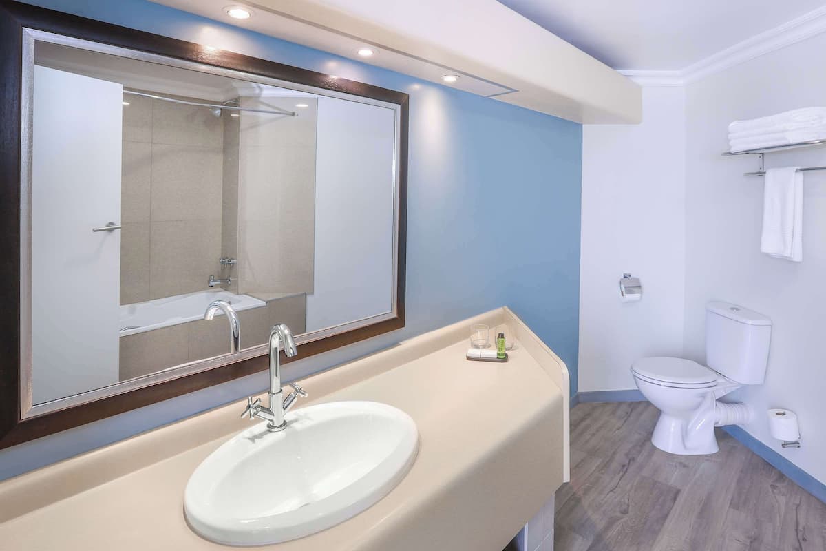 Douche, articles de toilette (gratuits), séchoir à cheveux