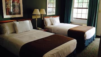 Desk, blackout drapes, iron/ironing board, free cribs/infant beds