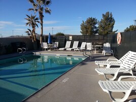Outdoor pool, sun loungers
