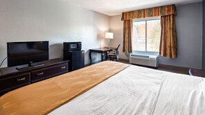 Pillowtop beds, desk, laptop workspace, blackout drapes