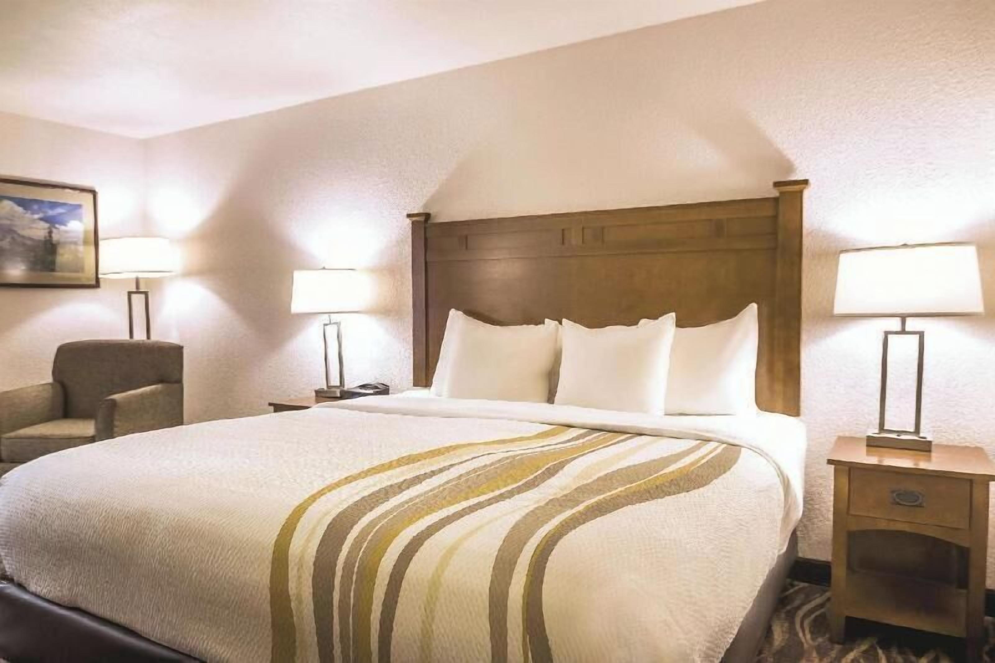 Premium bedding, pillowtop beds, desk, blackout drapes