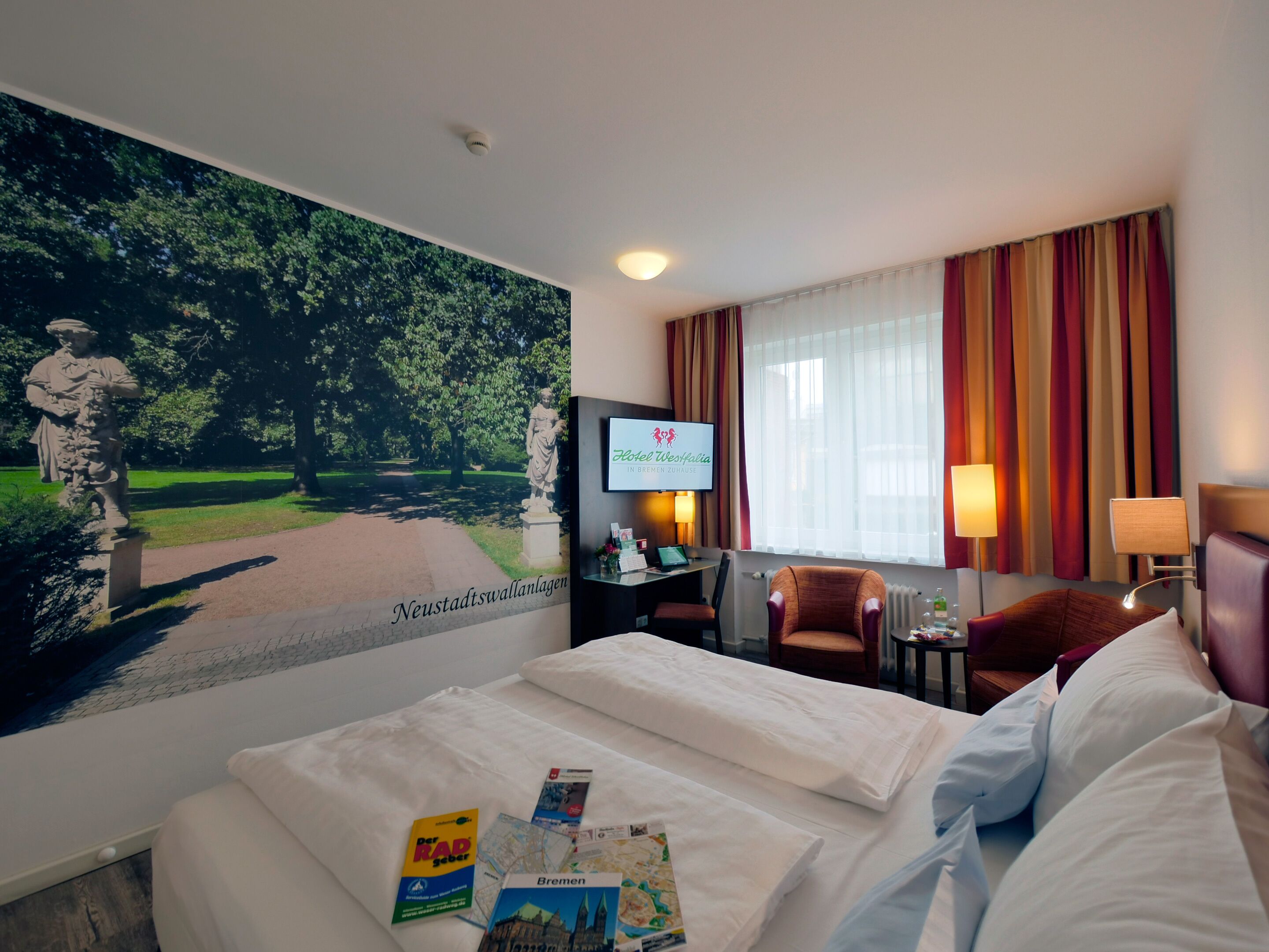 comfort double room | hypo-allergenic bedding, desk, laptop workspace, blackout curtains