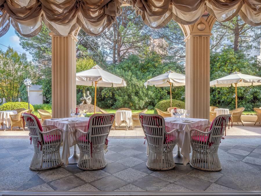 Frühstück, Blick auf den Pool