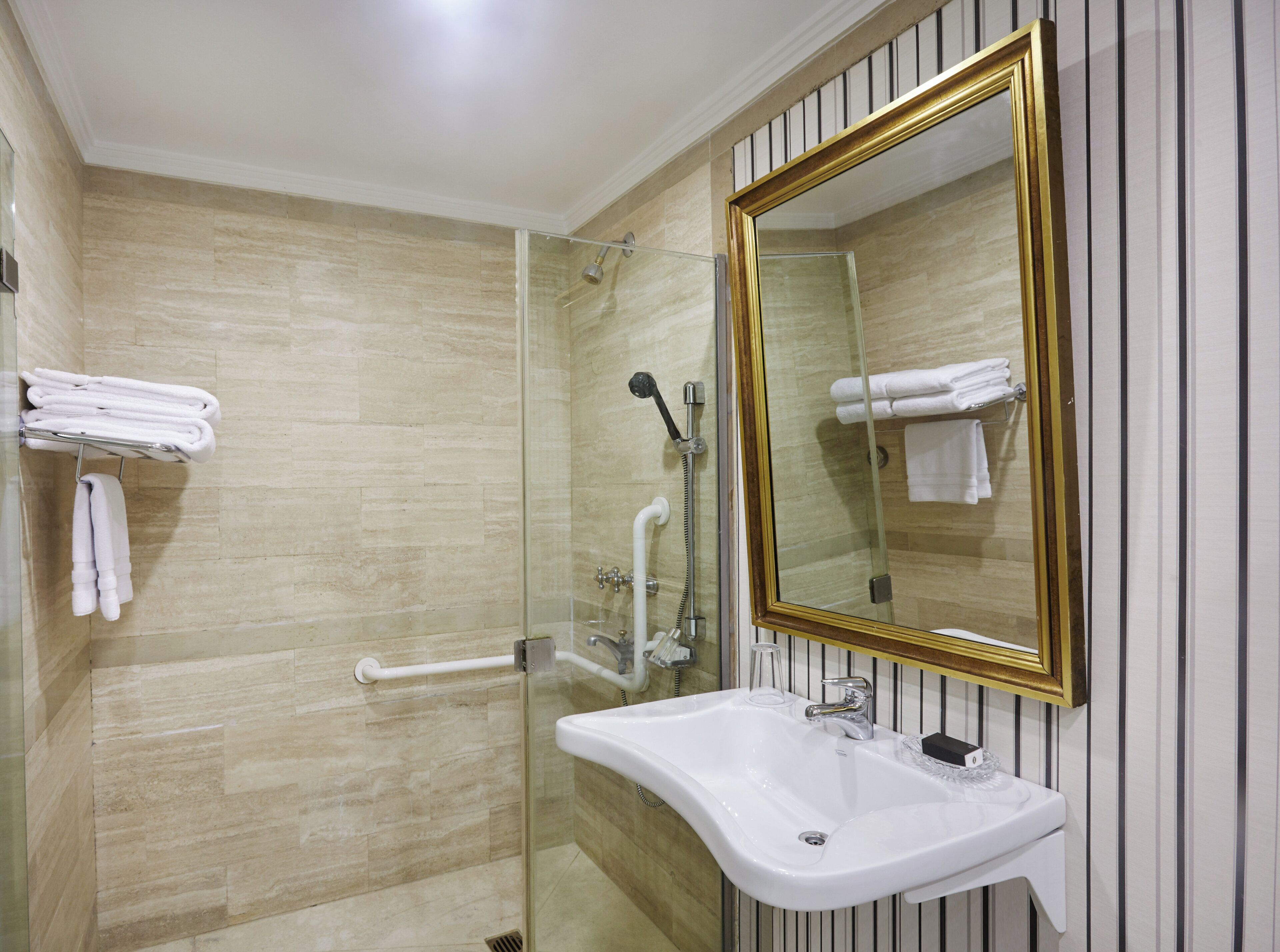 Classic Room, 1 King Bed, Accessible | Bathroom | Shower, free toiletries, hair dryer, bathrobes