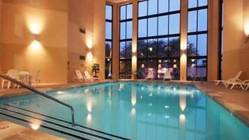 Indoor pool, open 9 AM to 10 PM, sun loungers