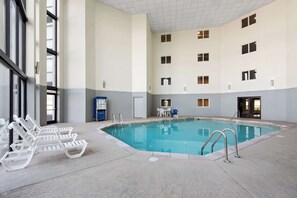Indoor pool, open 9 AM to 10 PM, sun loungers