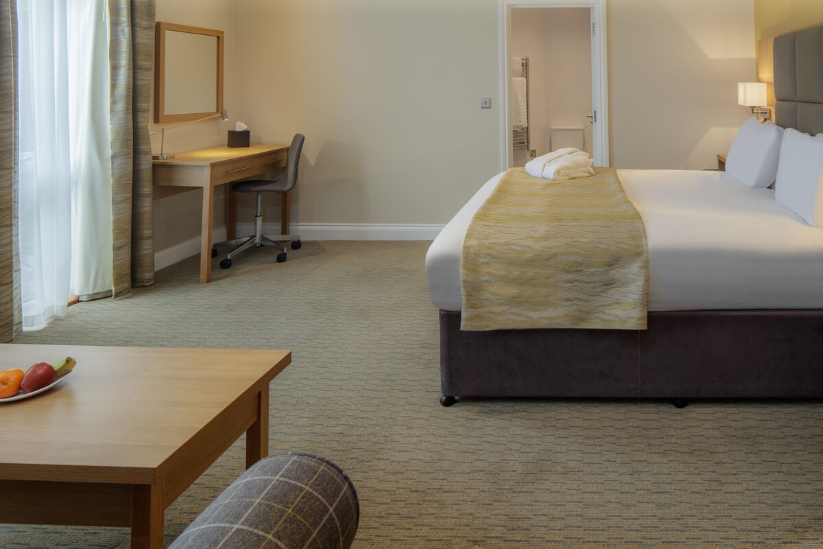 Desk, blackout drapes, iron/ironing board (on request), WiFi (free)