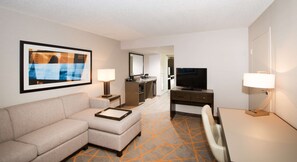 Suite, 2 Double Beds, Accessible, Bathtub | Living area | Flat-screen TV