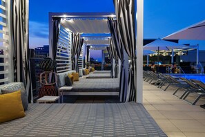 Seasonal outdoor pool, open 8:00 AM to 8:00 PM, cabanas (surcharge)