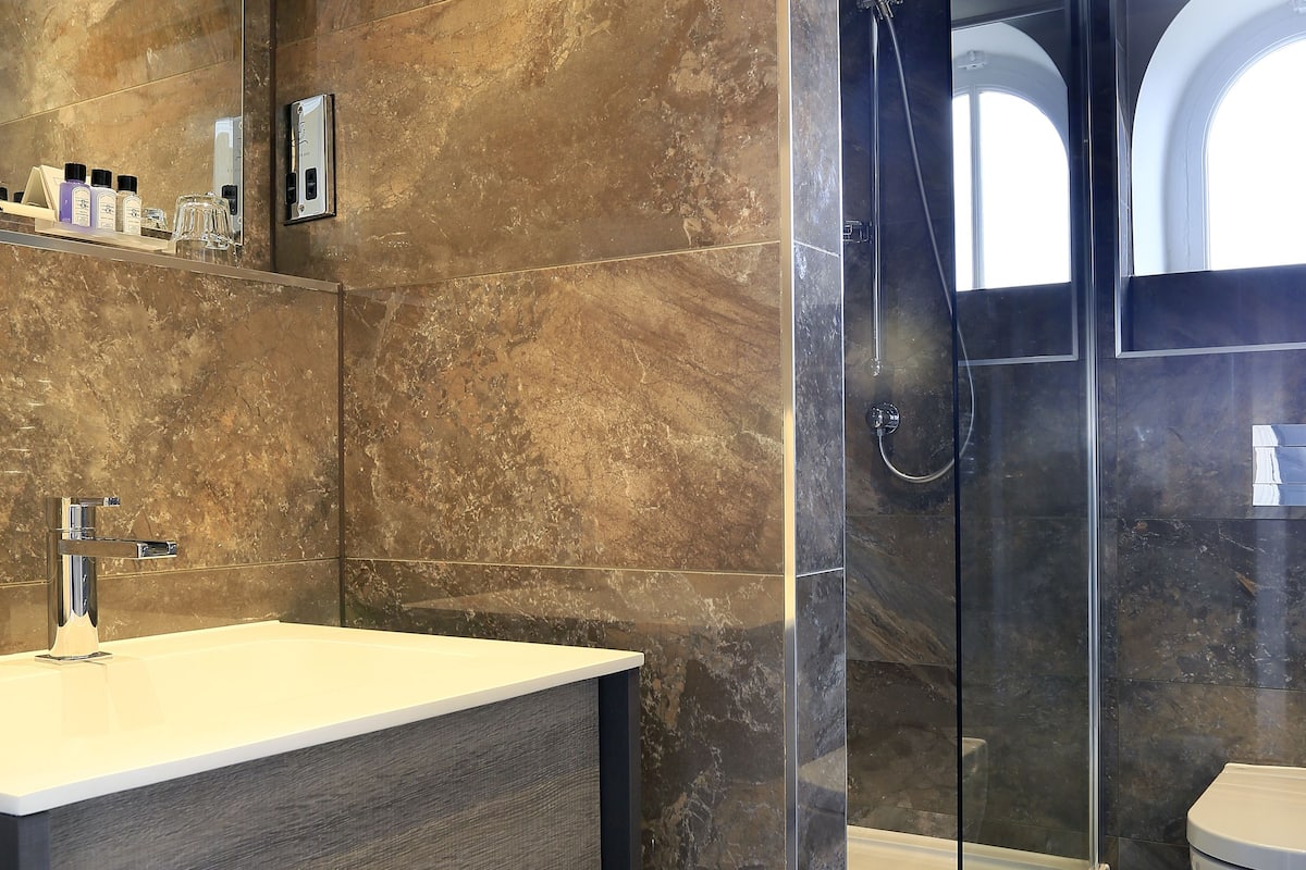 free toiletries, hair dryer, slippers, towels