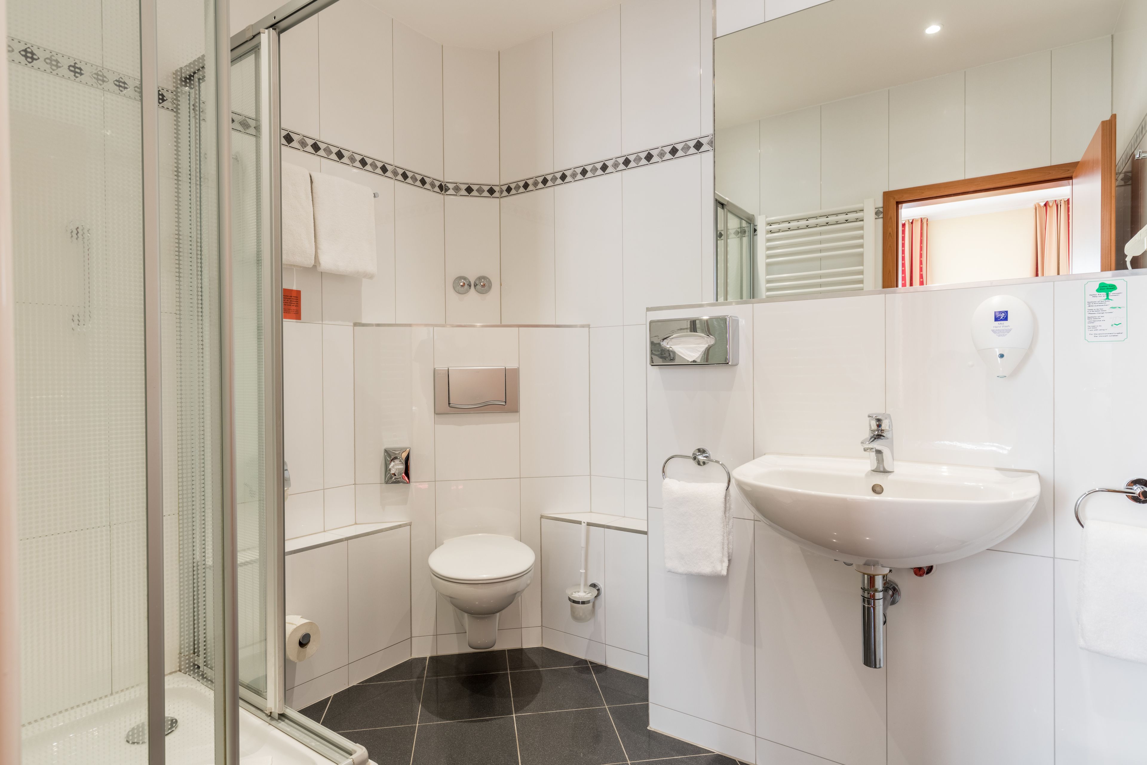 standard double room | bathroom | hair dryer, towels