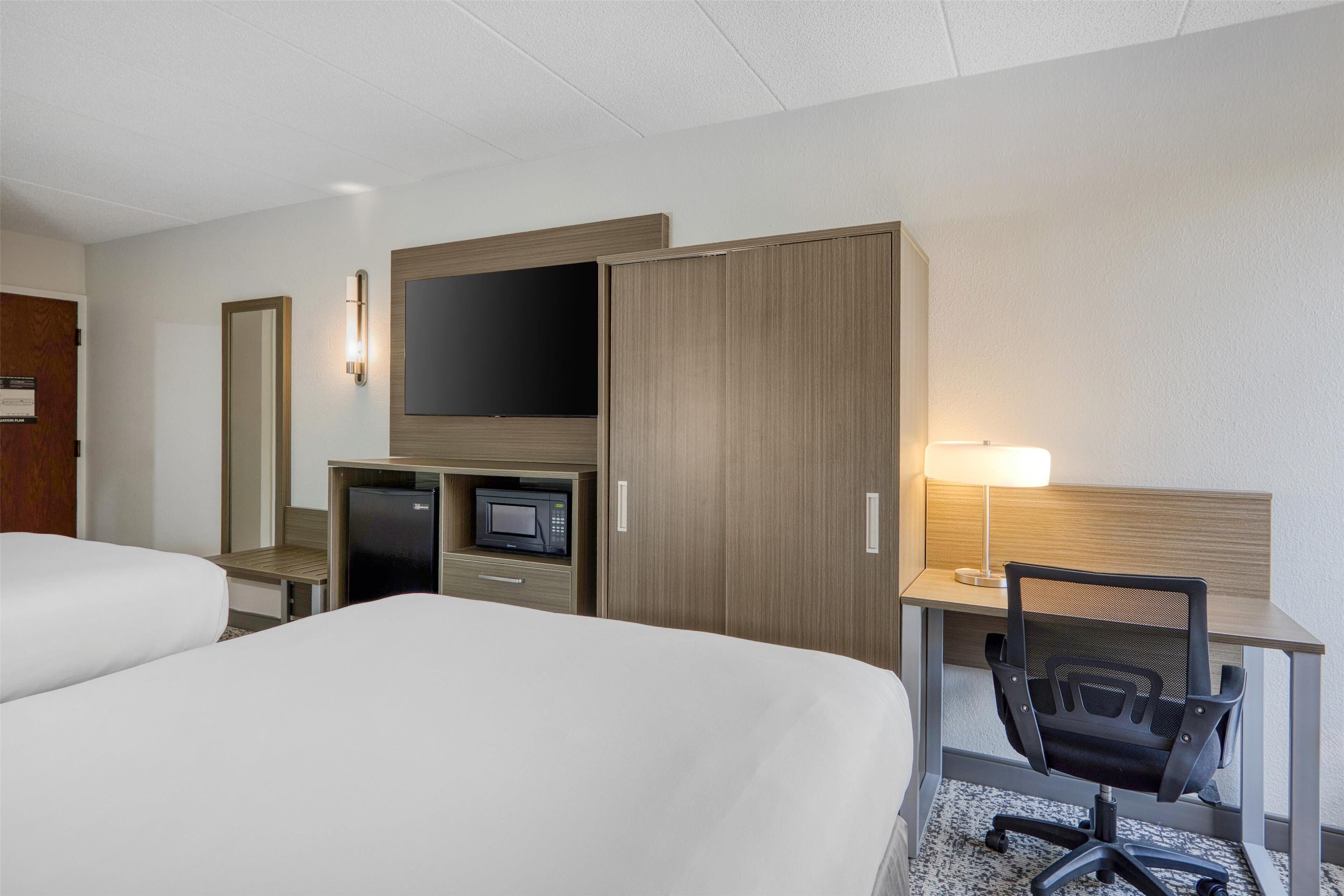 standard room, 2 double beds, non smoking, refrigerator | desk, laptop workspace, blackout curtains, iron/ironing board