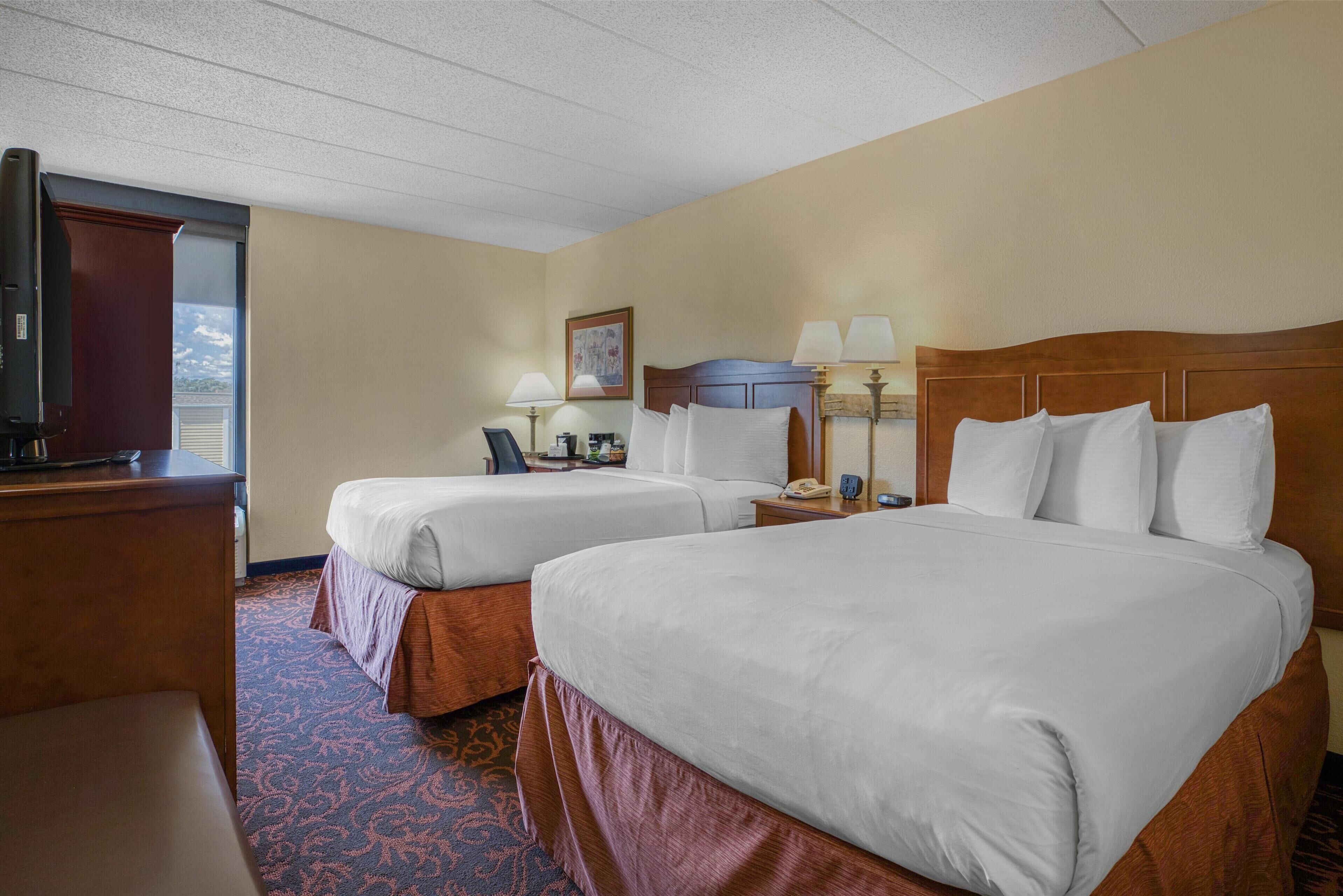 standard room, 2 double beds, non smoking, refrigerator | desk, laptop workspace, blackout curtains, iron/ironing board