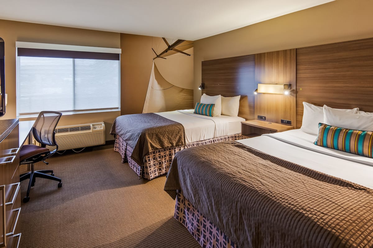 traditional room, 2 queen beds, city view | in-room safe, desk, blackout curtains, iron/ironing board