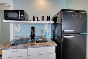 Fridge, microwave, coffee/tea maker