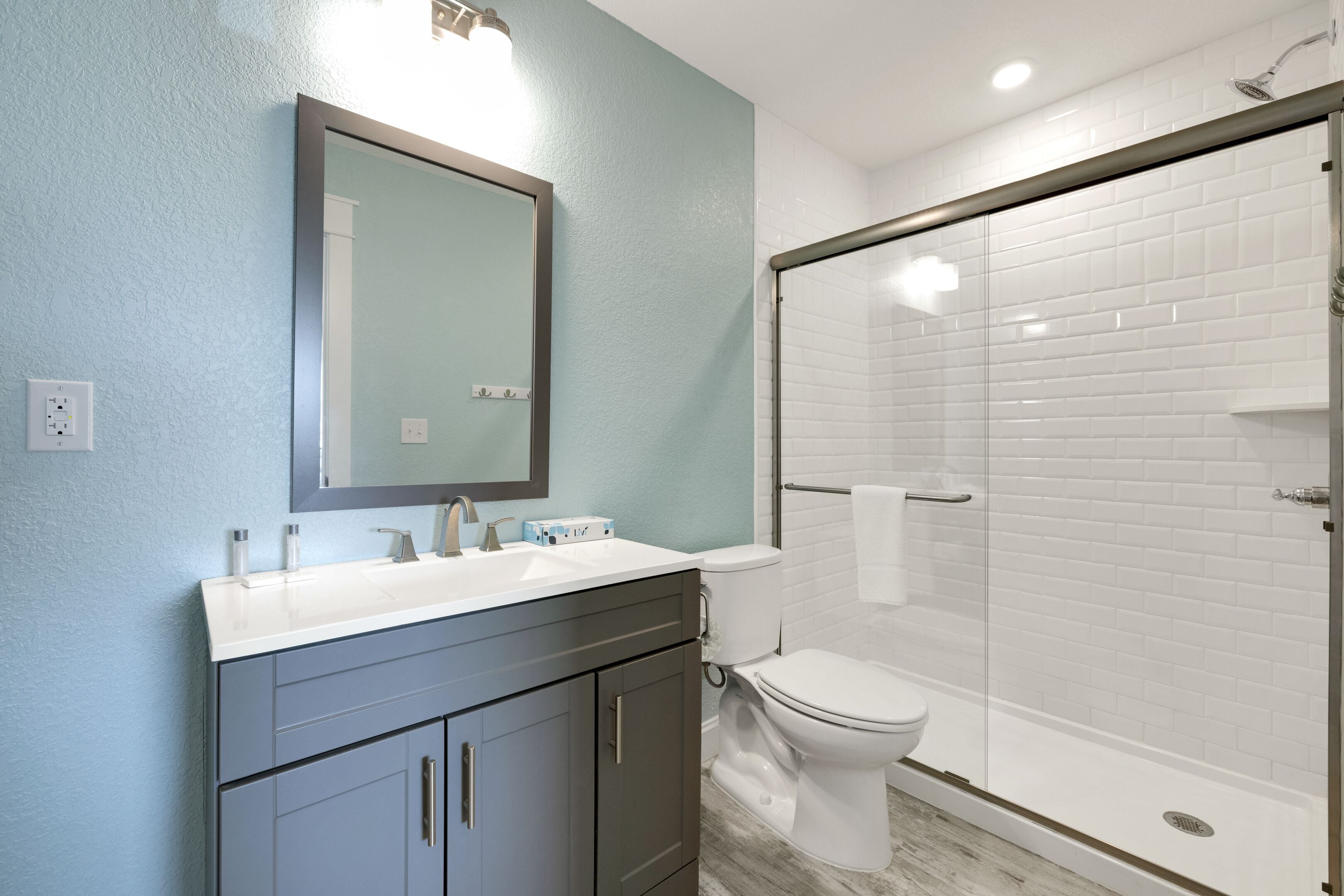 free toiletries, hair dryer, towels