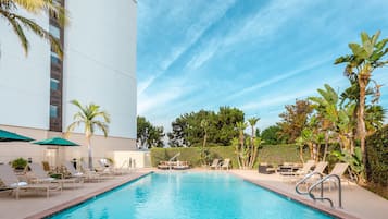 Outdoor pool, pool loungers