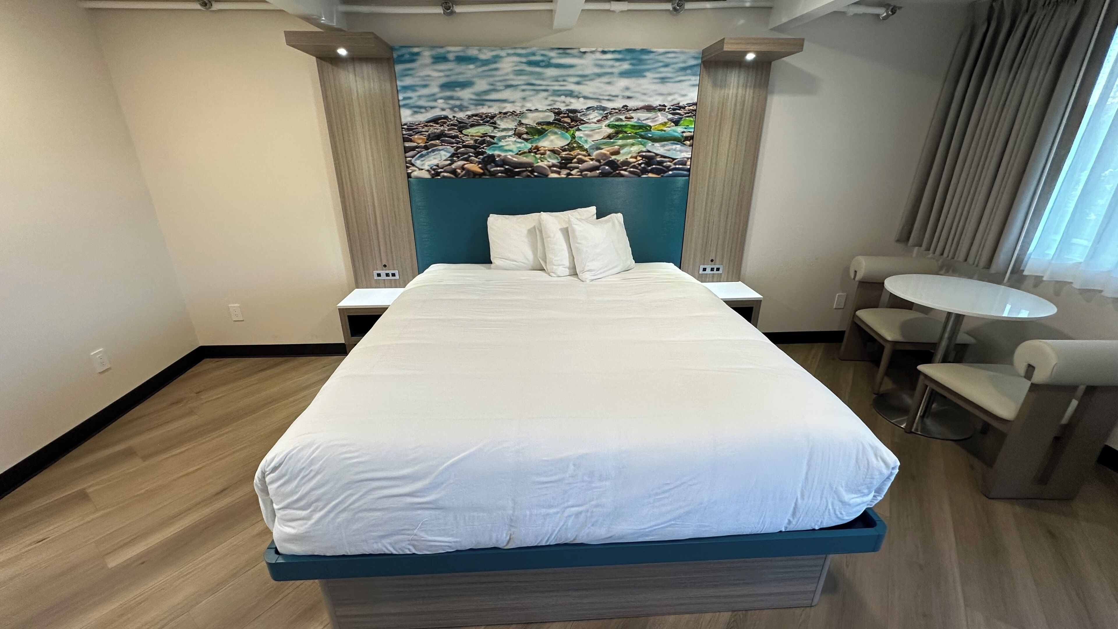 King Bed | Desk, laptop workspace, blackout curtains, iron/ironing board