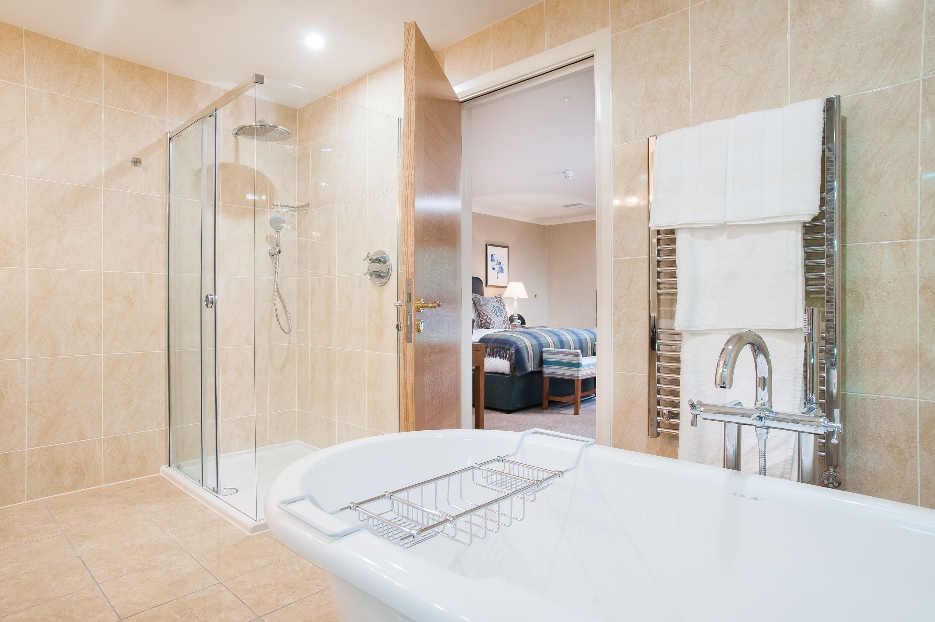 penthouse suite | bathroom | shower, free toiletries, hair dryer, towels