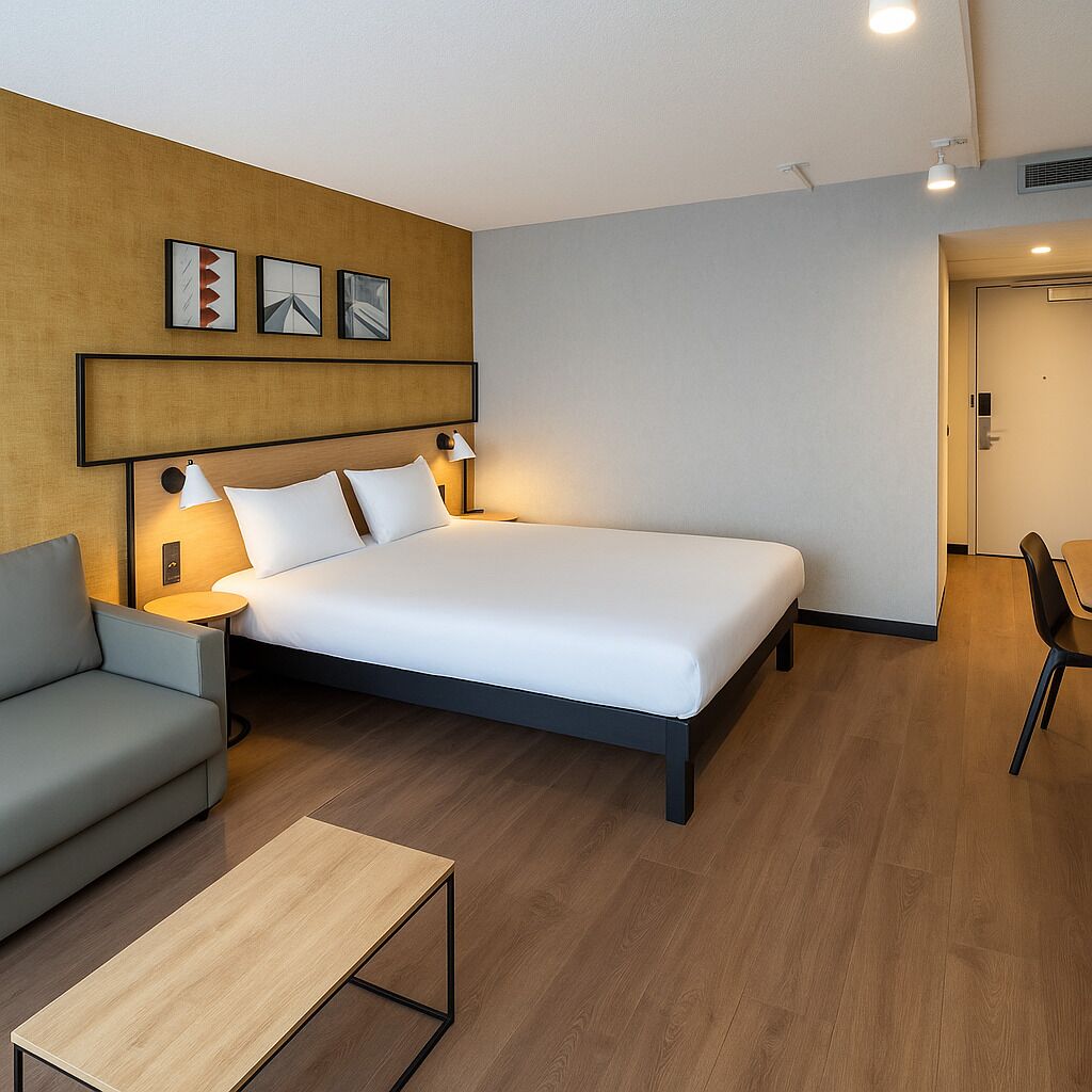 Premium kamer, 1 tweepersoonsbed met slaapbank | Luxe beddengoed, pillowtop-bedden, een kluis op de kamer, een bureau