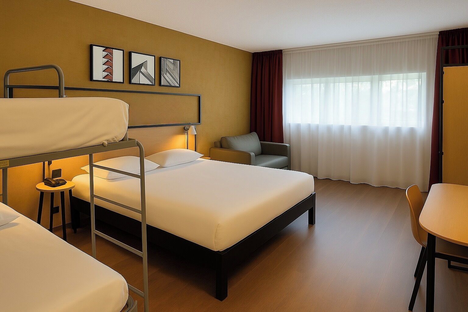 Familiekamer, Meerdere bedden | Luxe beddengoed, pillowtop-bedden, een kluis op de kamer, een bureau