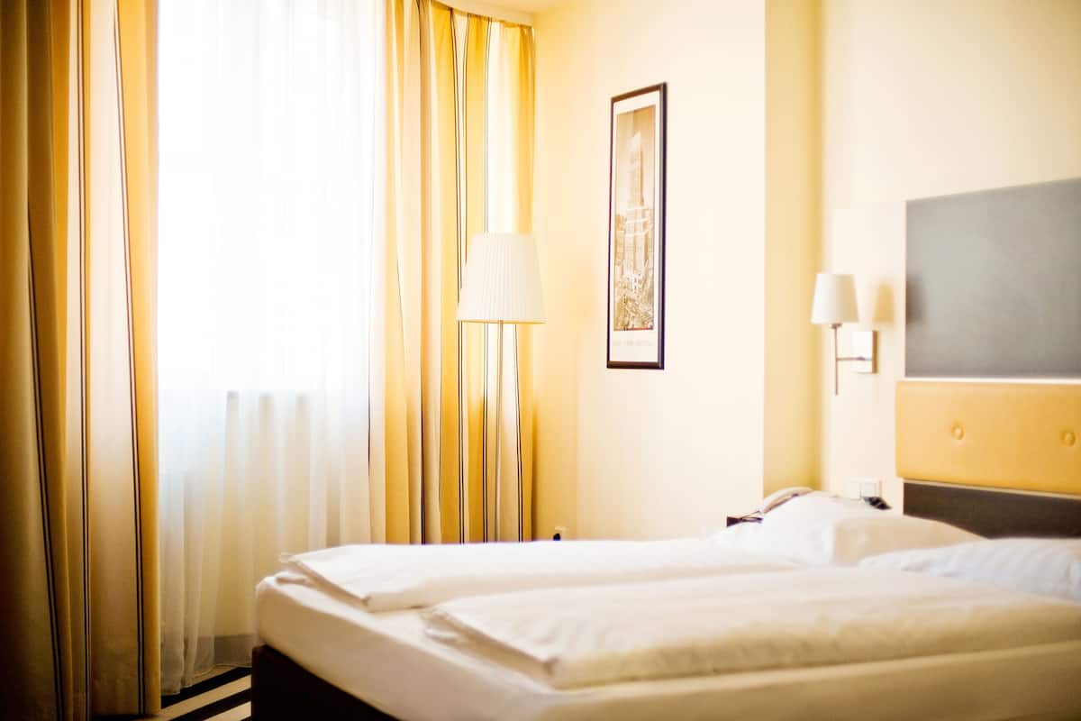 In-room safe, desk, laptop workspace, blackout curtains