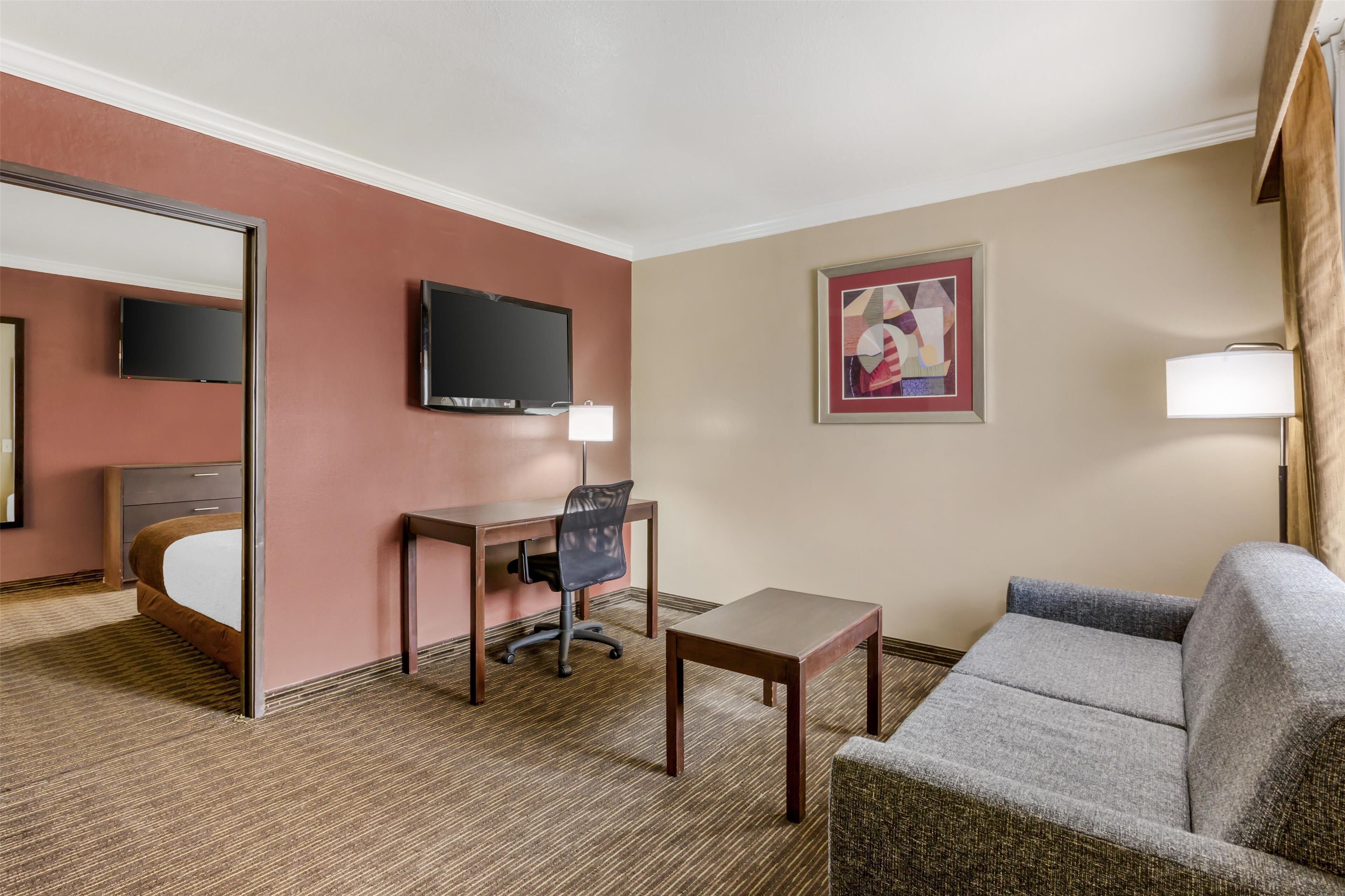 Suite, 1 King Bed, Accessible (Walk-in Shower;with Sofabed) | Pillowtop beds, in-room safe, desk, laptop workspace