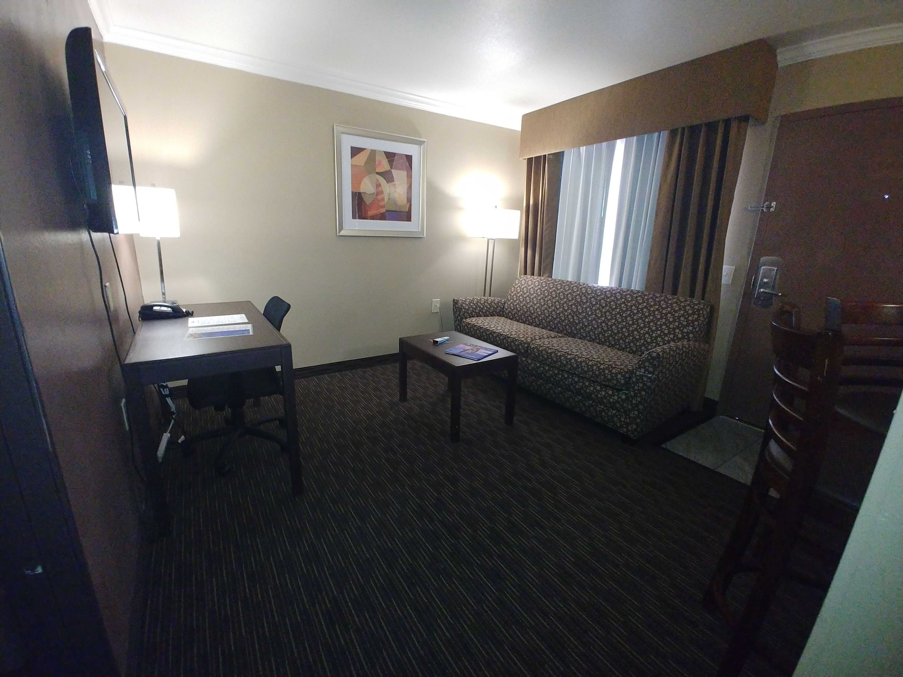Flat-screen TV, pay movies