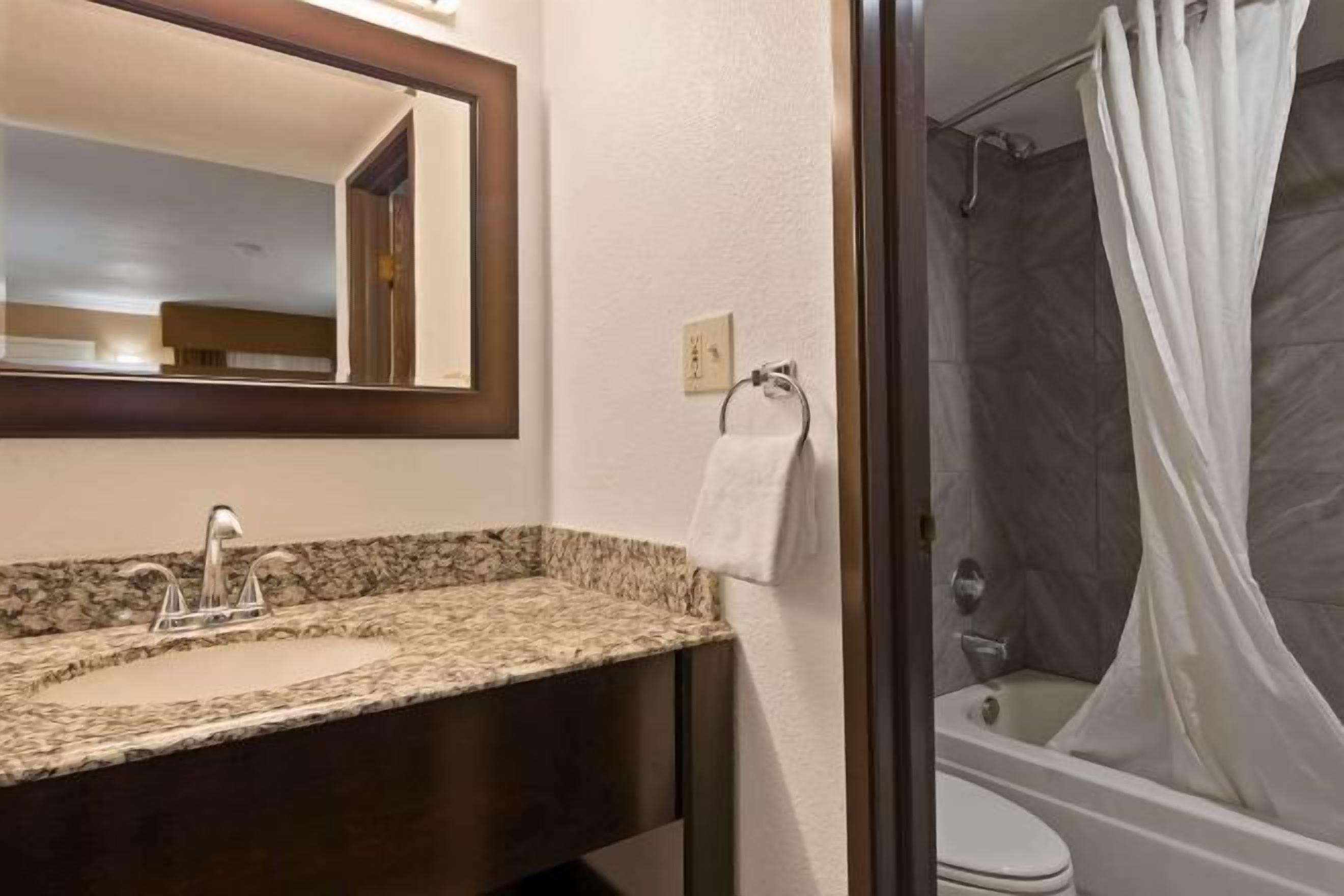 Bathroom | Combined shower/bathtub, free toiletries, hair dryer, towels