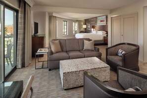 Executive Suite, 1 Double Bed, Corner | Living area | 55-inch flat-screen TV with cable channels, TV, Netflix