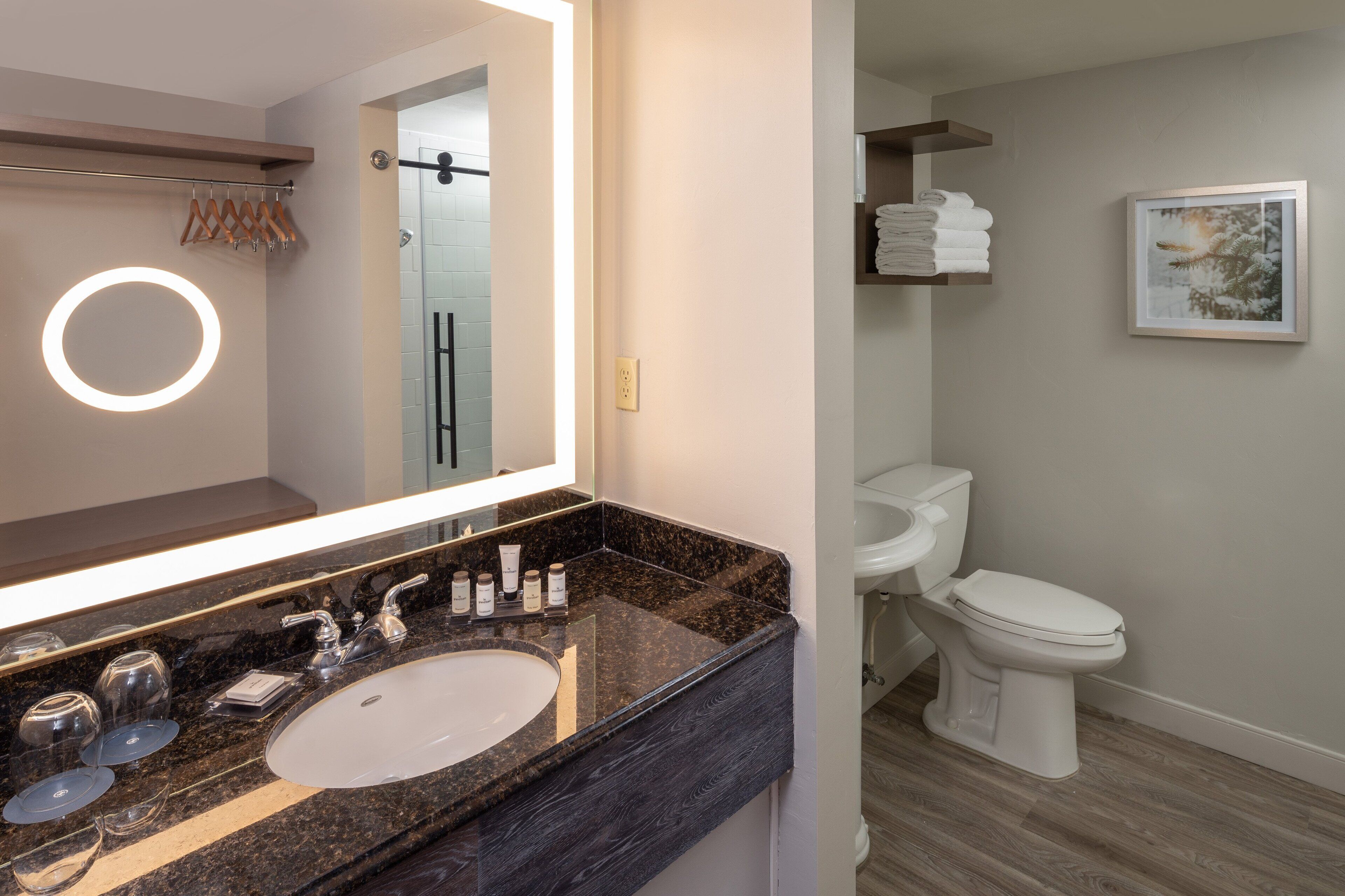 free toiletries, hair dryer, towels, soap